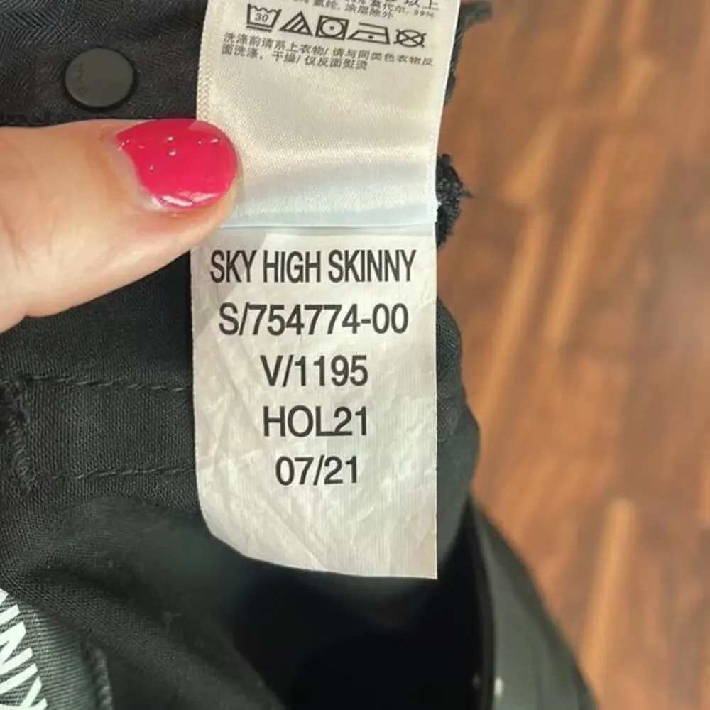 Gap Teen Sky High Skinny‎ Coated Black Stretch Jeans